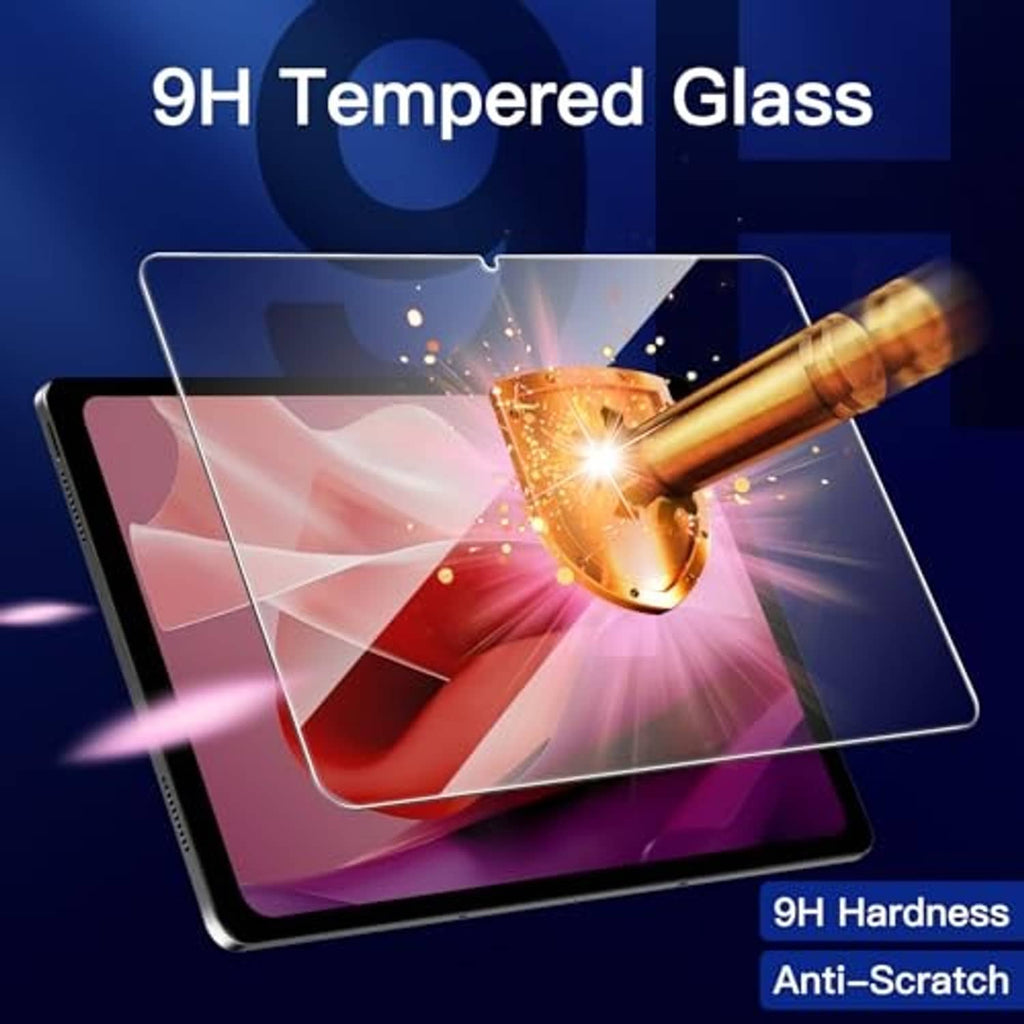 Clear tempered glass screen protector shown with scratch and impact resistance