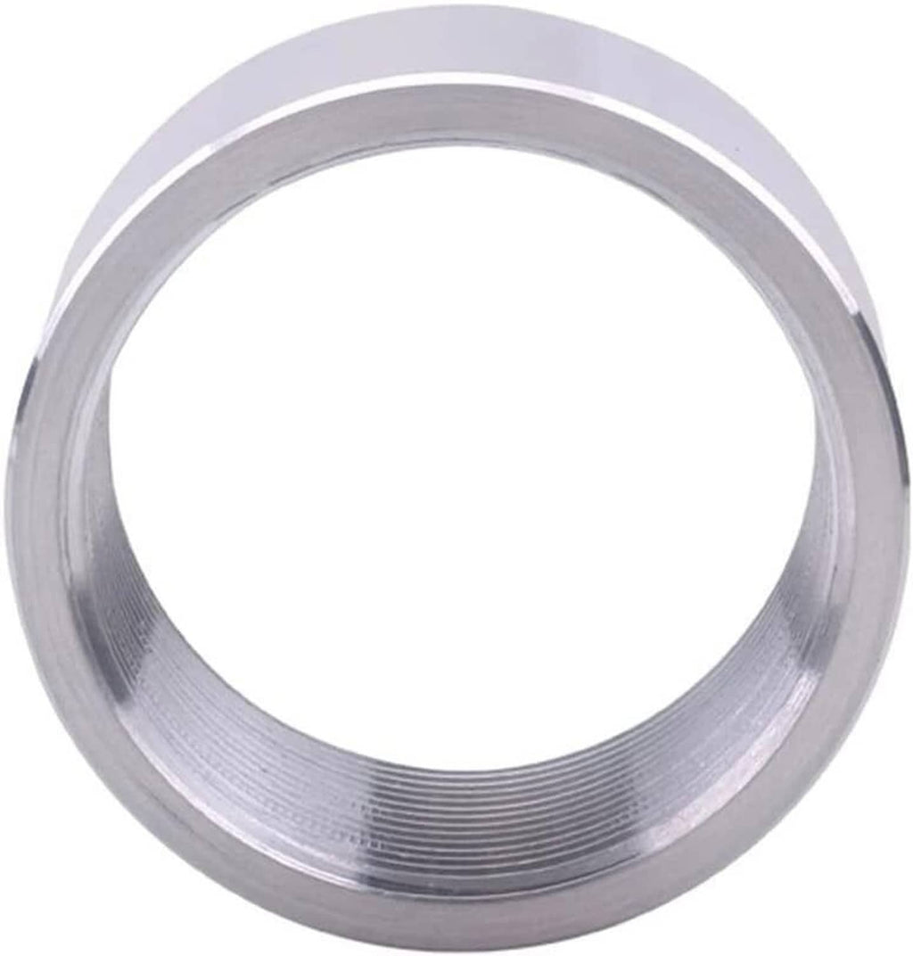 Aluminum NPT female bung ring with threaded inner bore and flat outer lip