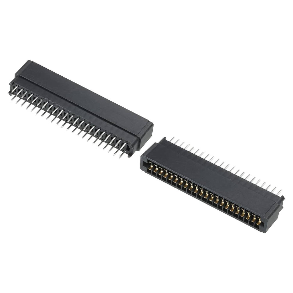 44-pin card edge socket connector, black housing with gold-plated pins