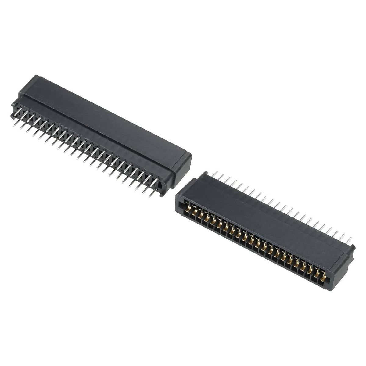 44-pin card edge socket connector, black housing with gold-plated pins