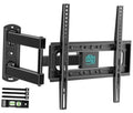 Black full-motion TV wall mount with dual rails and adjustable bracket arms
