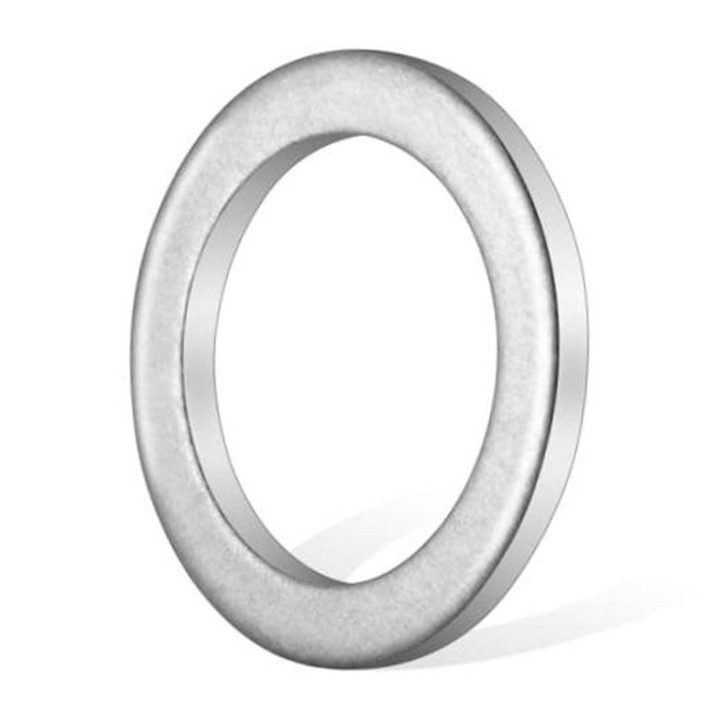 Transmission fluid drain plug crush washer seal, round aluminum ring in silver tone