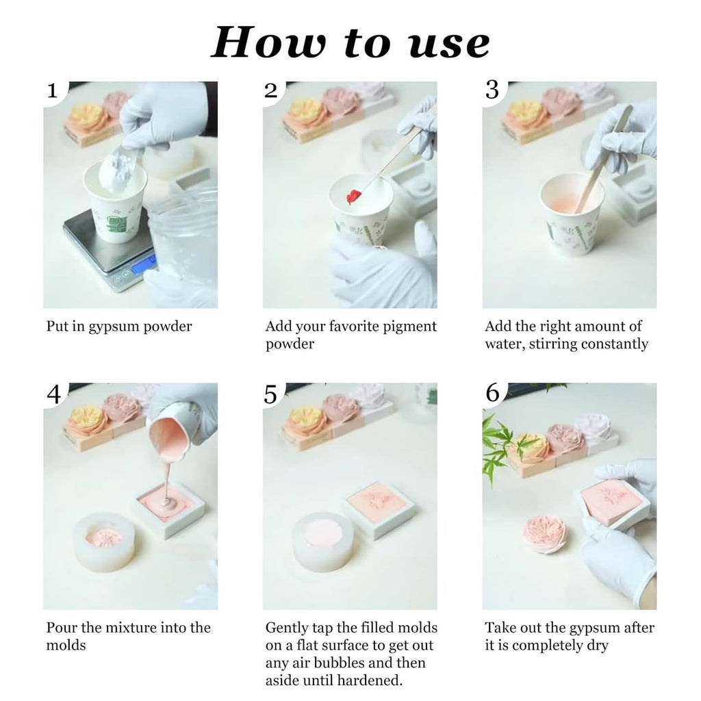 Iron oxide pigment powder usage steps, mixing and pouring into molds