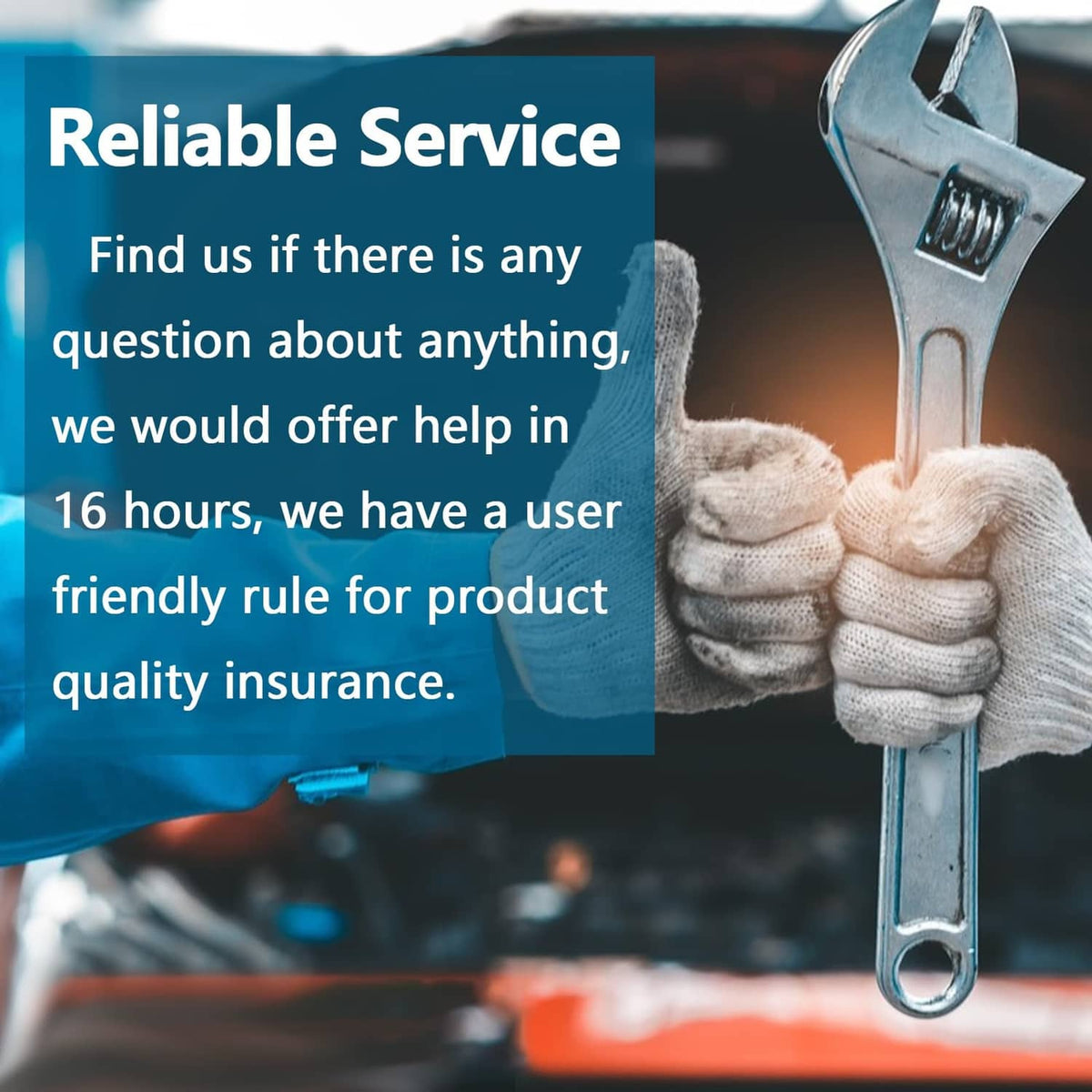 Boat fuel pump service support with wrench in gloved hands