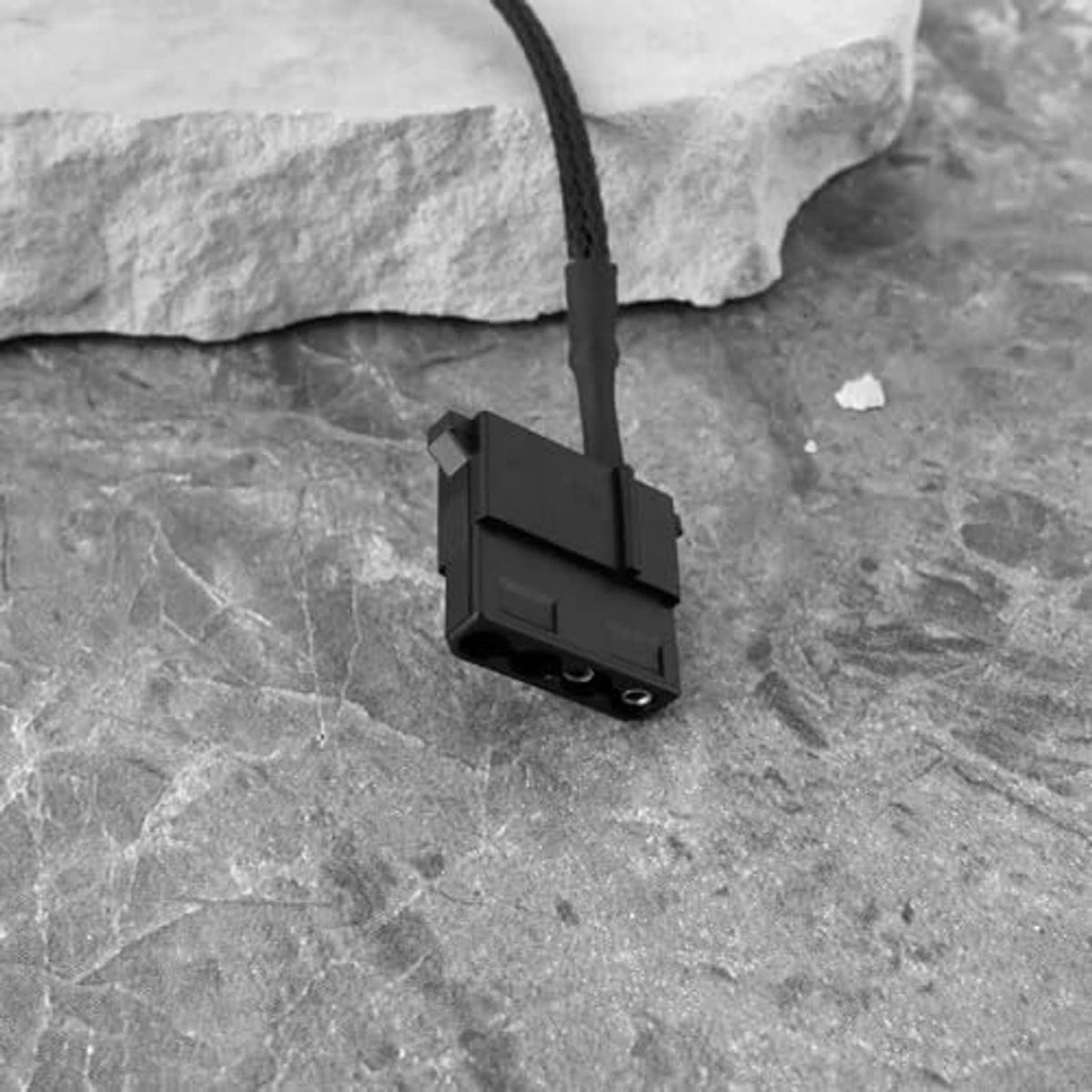 Black fan header adapter connector with attached cable