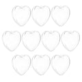 Set of 10 clear fillable heart ornaments, transparent hearts with hanging loops