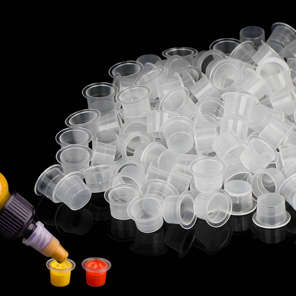 Jconly disposable tattoo ink pigment caps, clear plastic mini cups, assorted pile