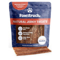 Pawstruck beef jerky dog treat bag with medium 4–6 in strips, unopened pouch