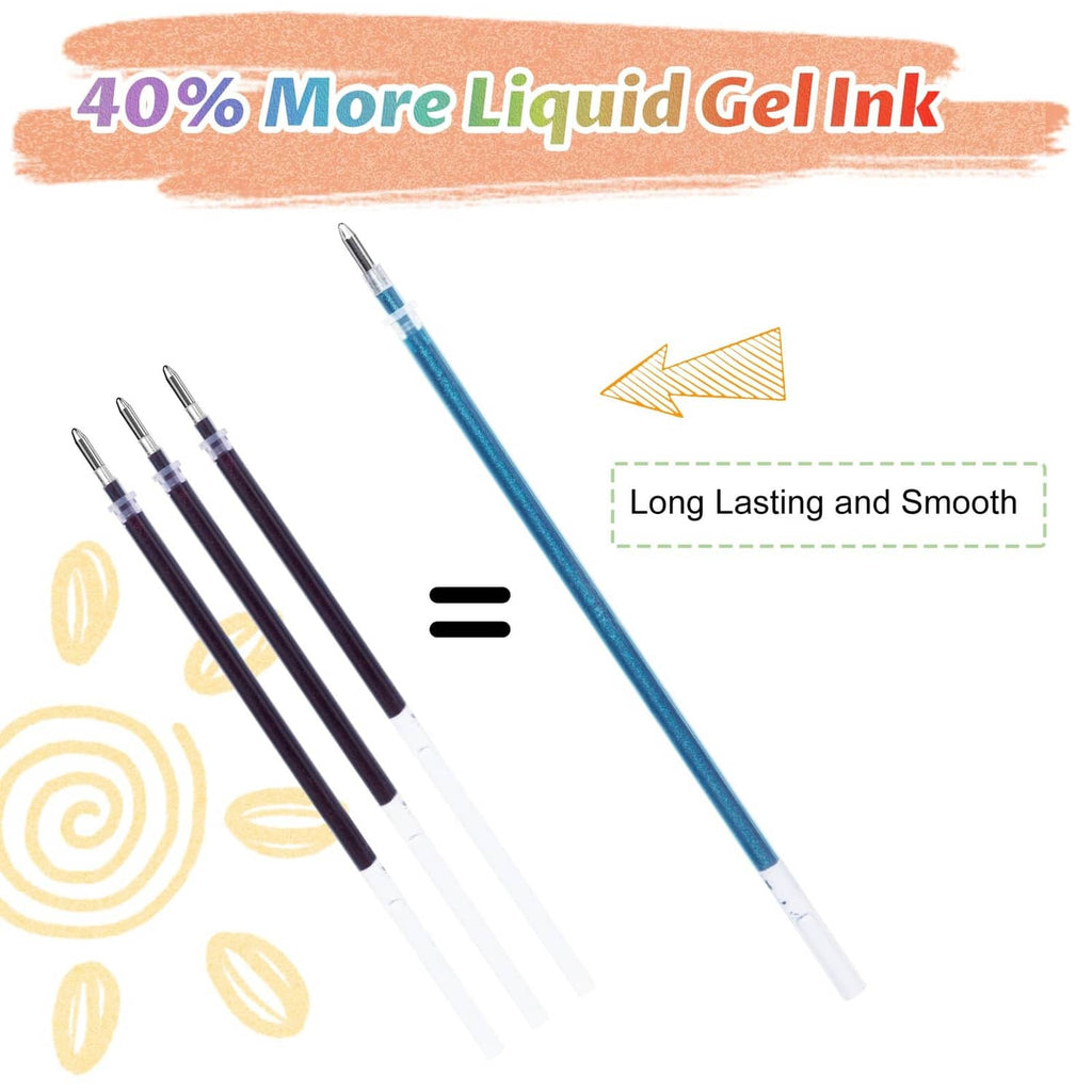 Gel ink pens with smooth writing tips, shown in blue and black