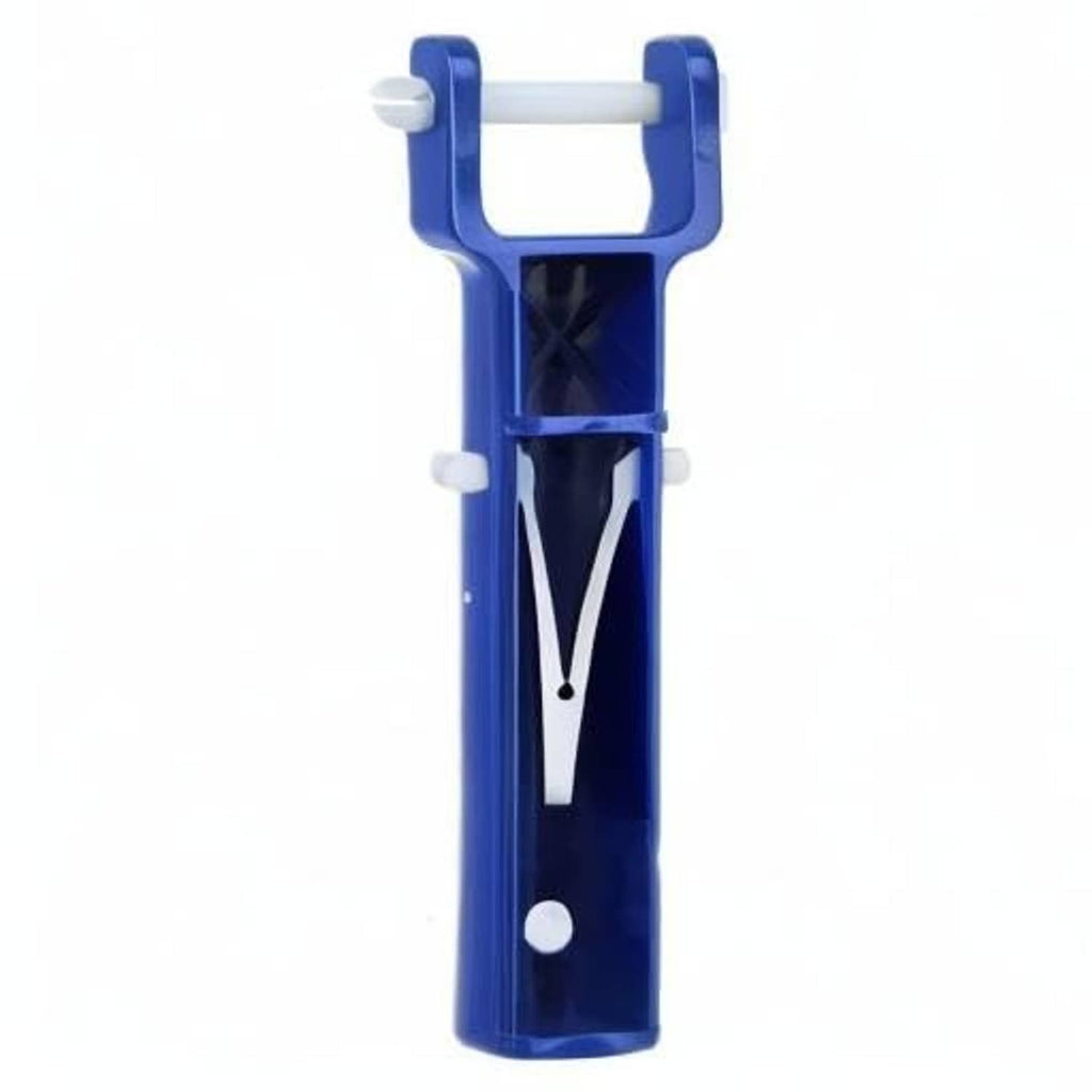 Blue pool vacuum handle replacement kit with V-clip and pin, centered front view