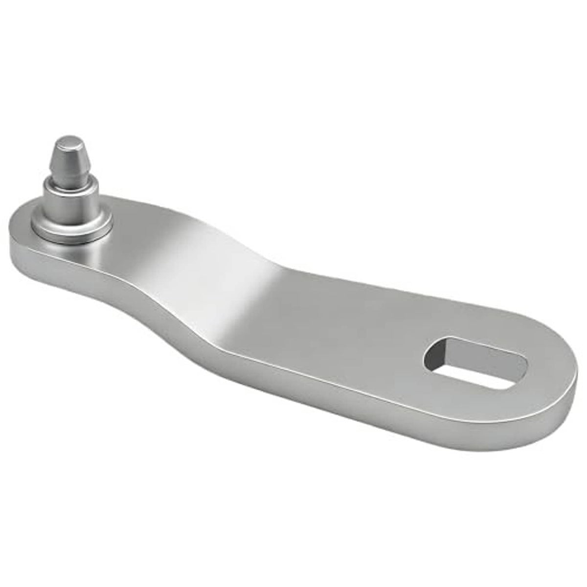 Silver automatic transmission shift lever with oval cutout and mounting stud