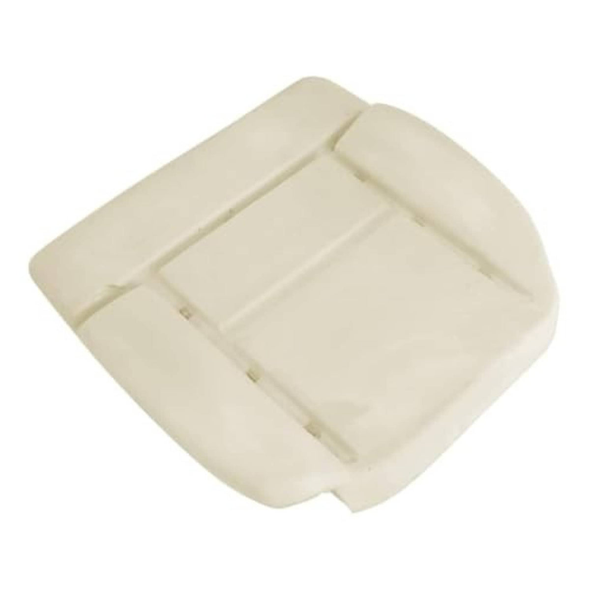 Cream seat foam cushion pad angled view with side slot/connector detail