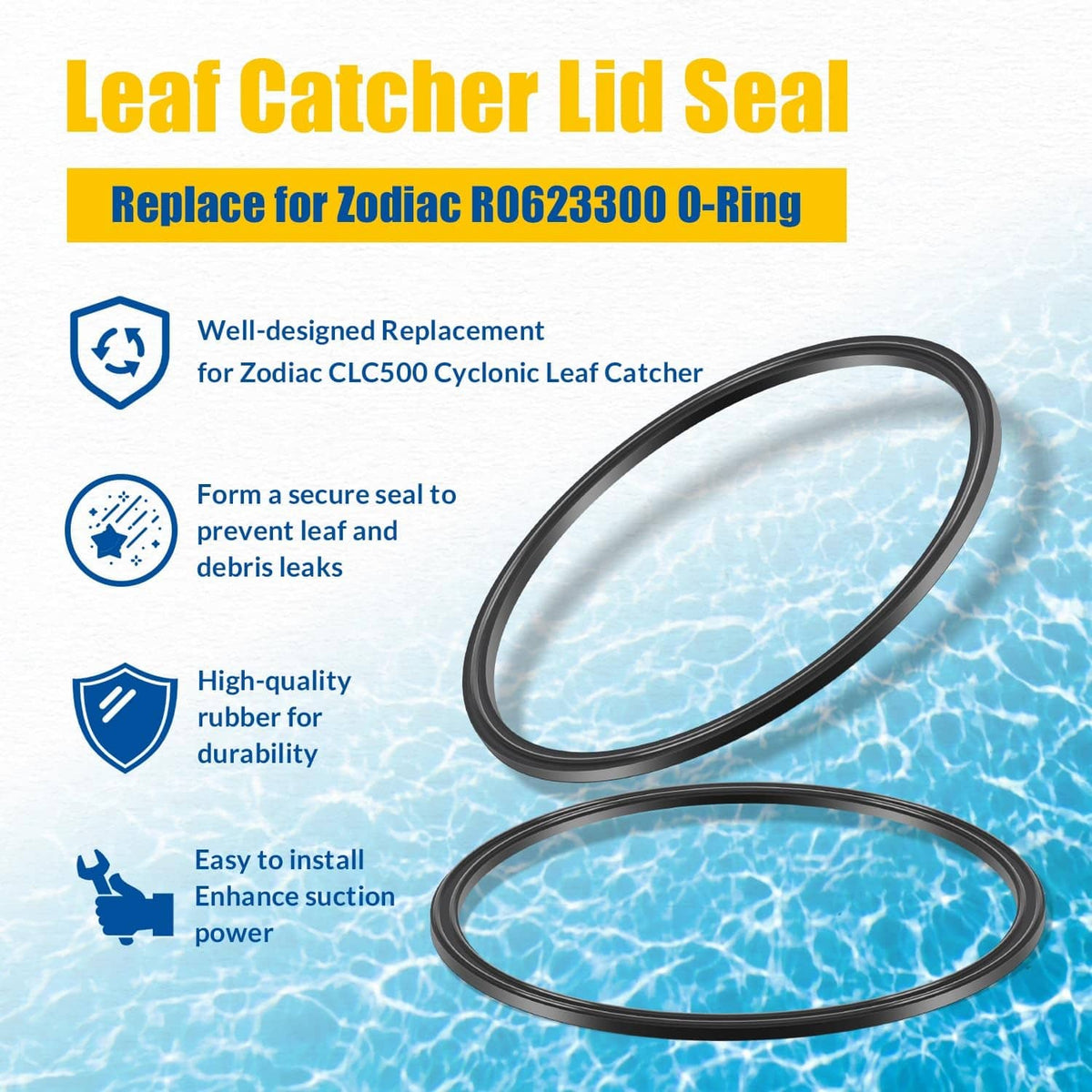 Black O-ring seal for leaf catcher lid, replacement-style ring