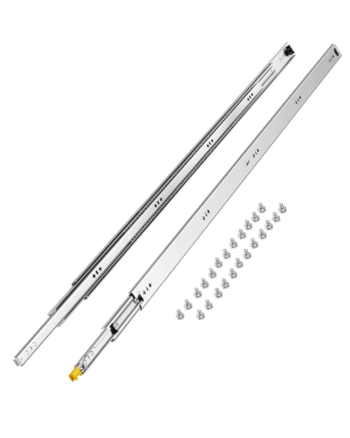 Heavy-duty full-extension drawer slide rails, ball-bearing soft-close, with screws