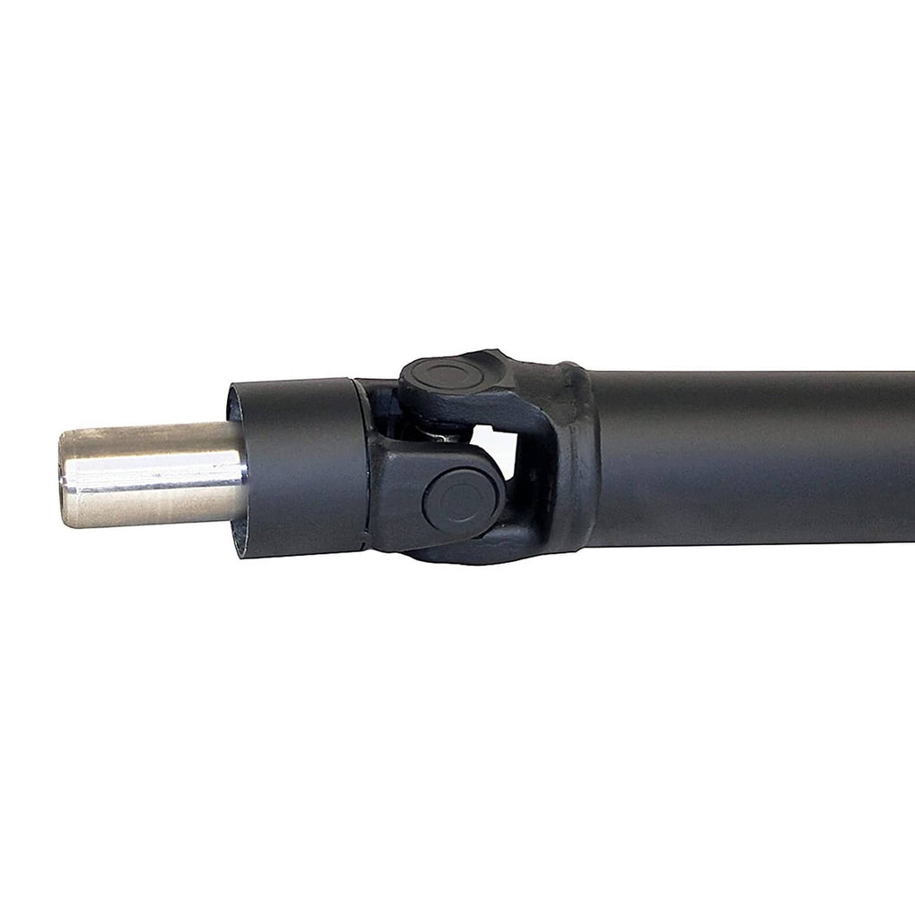 Prop shaft end yoke with bolt holes and silver stub shaft, black joint housing