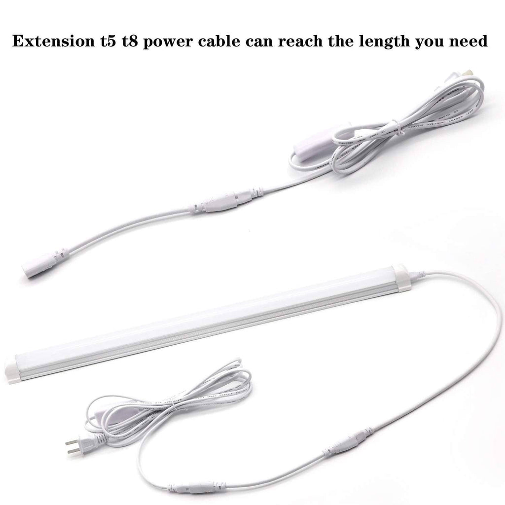 T5/T8 LED tube extension power cable bundle with slim male connectors