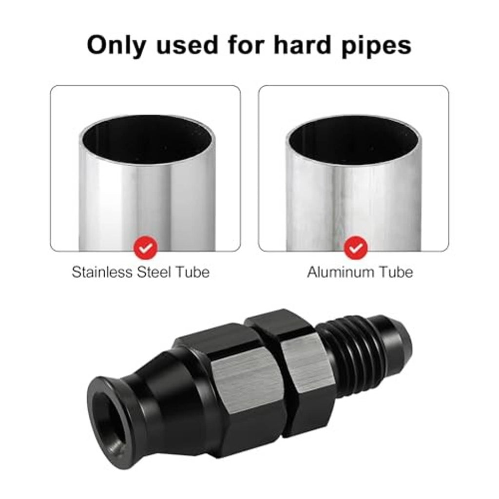 Black hardline compression adapter with silver band and male threaded end