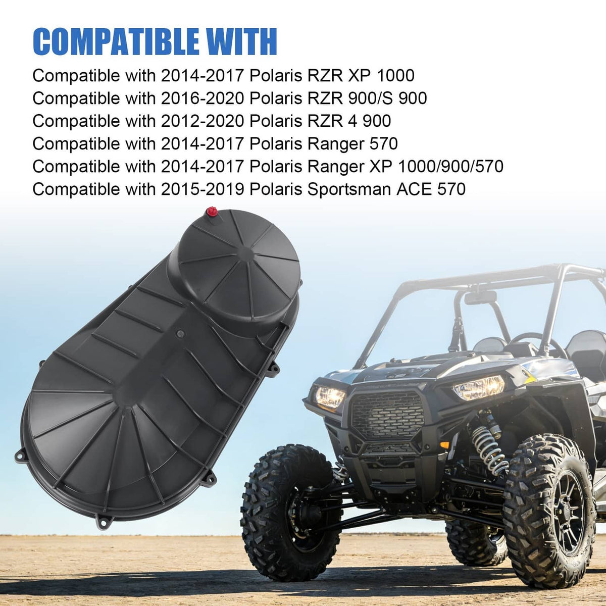 Black outer clutch cover with vented ribbed housing and circular end cap