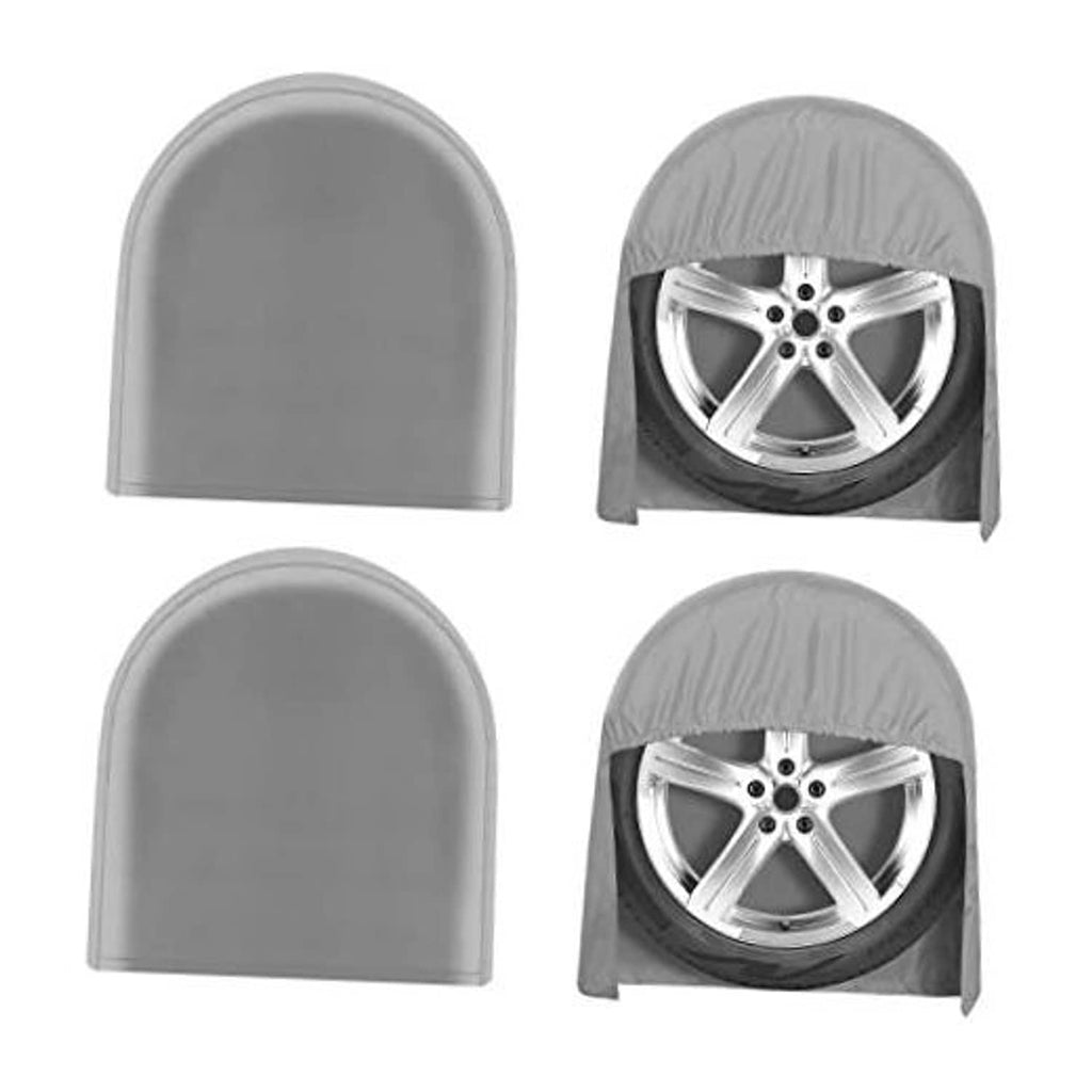 Gray arched tire cover set, with lower rim opening, set of 4 covers