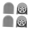 Gray arched tire cover set, with lower rim opening, set of 4 covers