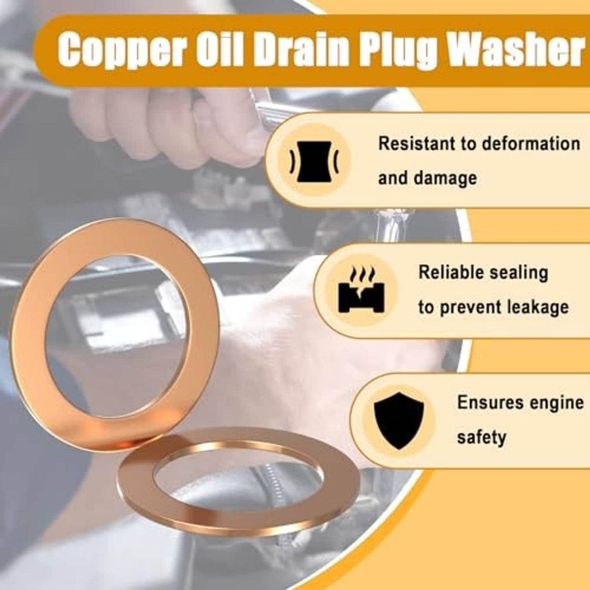 Copper oil drain plug washer, flat round copper gasket with center hole