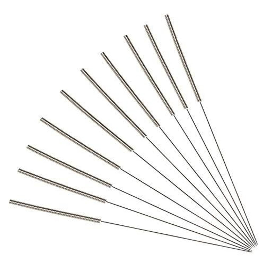 Assorted stainless nozzle-cleaning needles with fine pointed tips