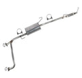 Exhaust resonator muffler tailpipe kit with silver stainless muffler and curved pipes