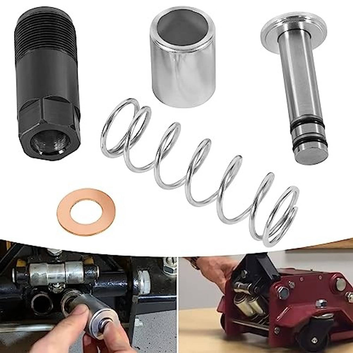 Floor jack pump piston kit: black housing, spring, metal cylinder and plunger
