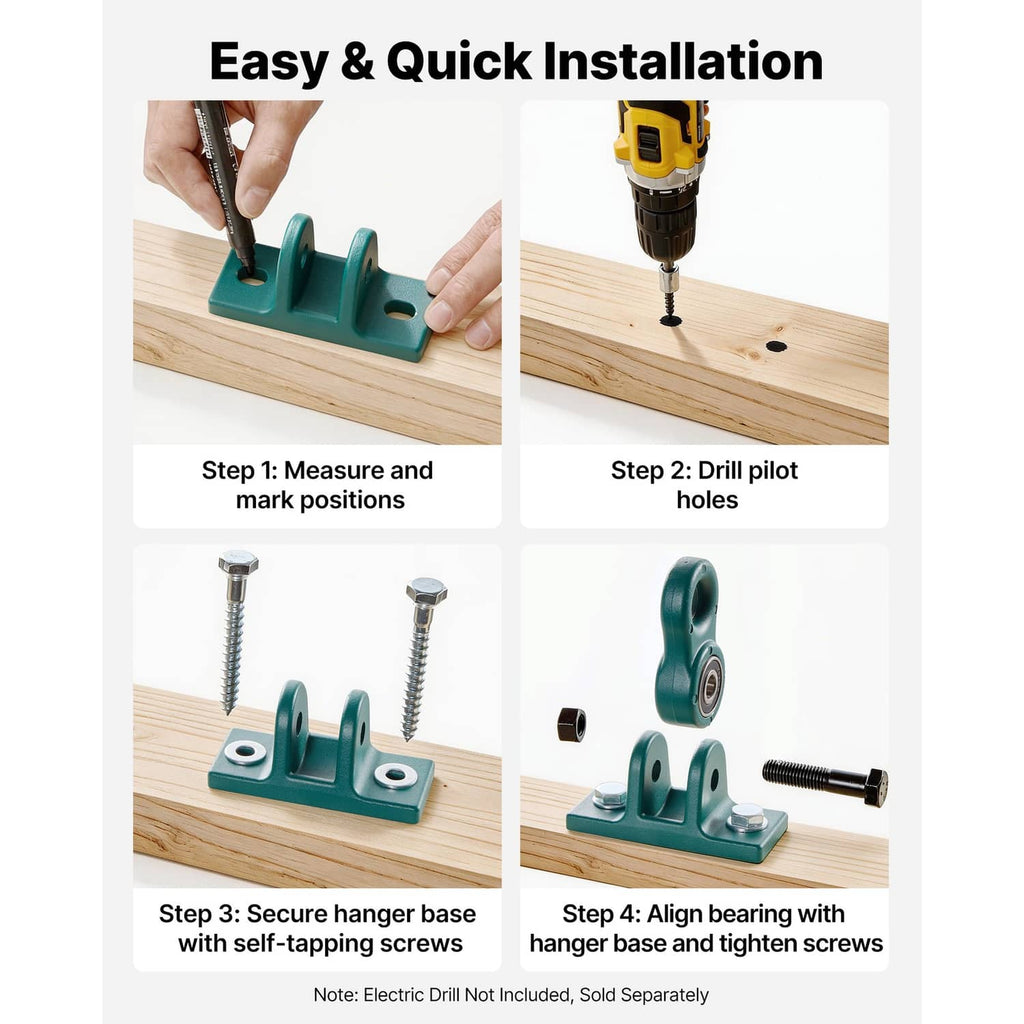 Teal swing hanger base installed on wood with screws, for easy mounting