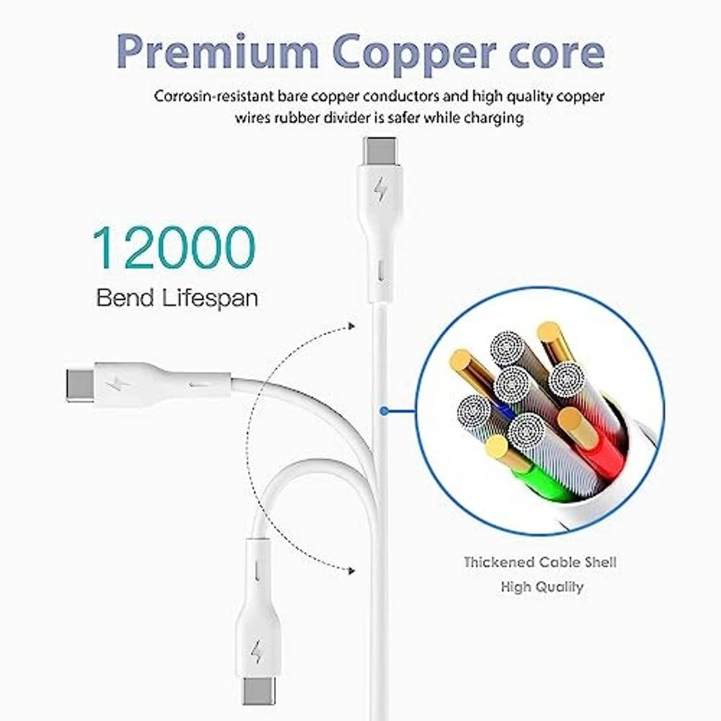 USB-C to barrel plug replacement adapter cable, white, with thickened outer sleeve