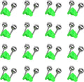 Set of green and chrome fishing rod bite alarm bells with spring clamps
