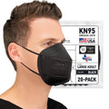 Black BNX KN95 respirator face mask, large adult, with two ear loops
