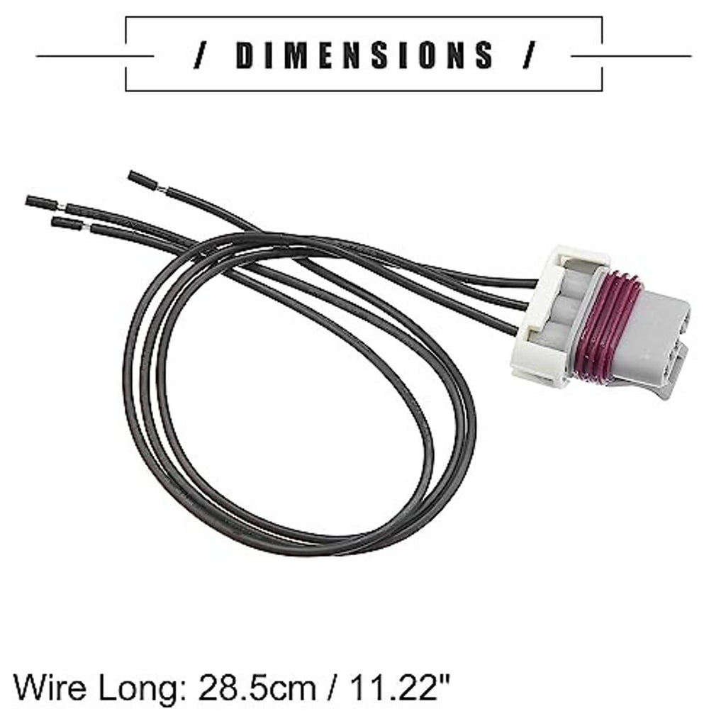 Crank sensor connector pigtail plug with black wires; gray housing and pink insert