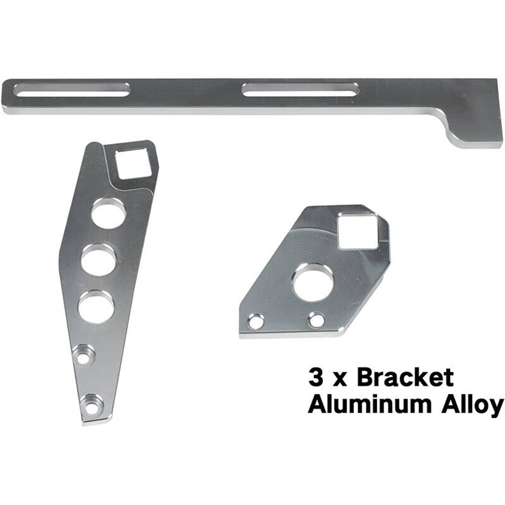 Throttle body mounting bracket set: three aluminum alloy brackets with holes