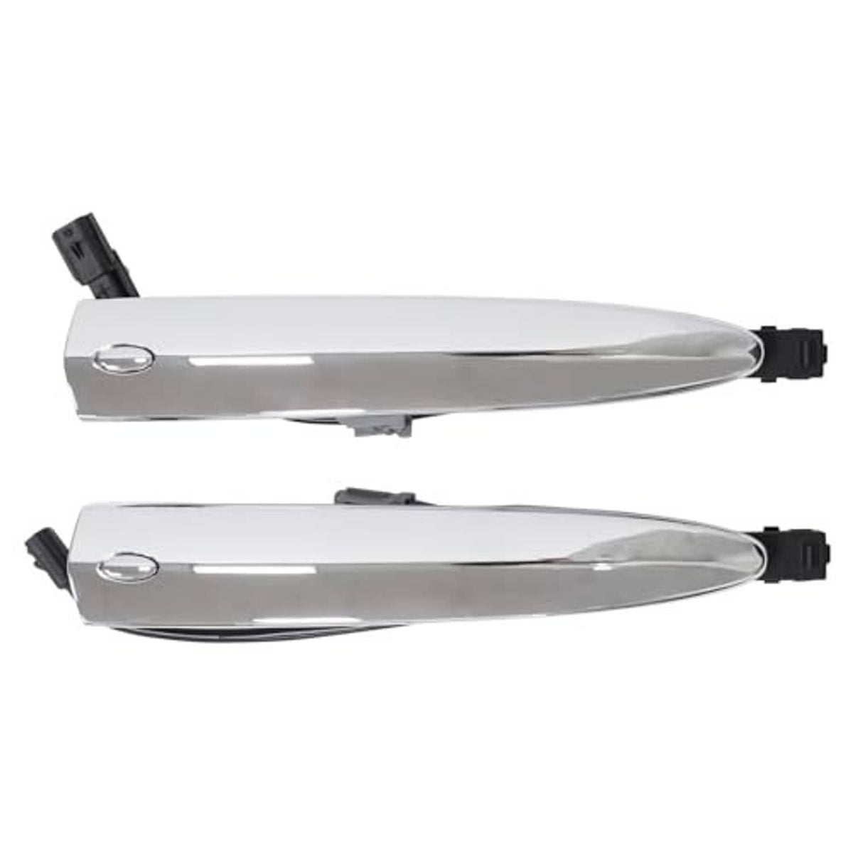 Chrome exterior door handles, two pieces with black sensor wiring and connectors
