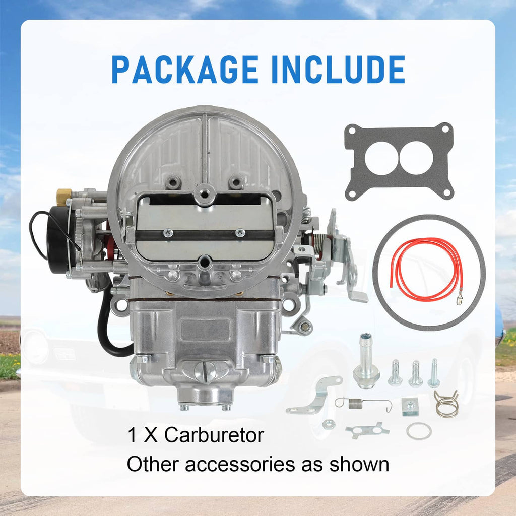 Carburetor kit showing single carburetor, wiring, gasket, and small hardware pieces