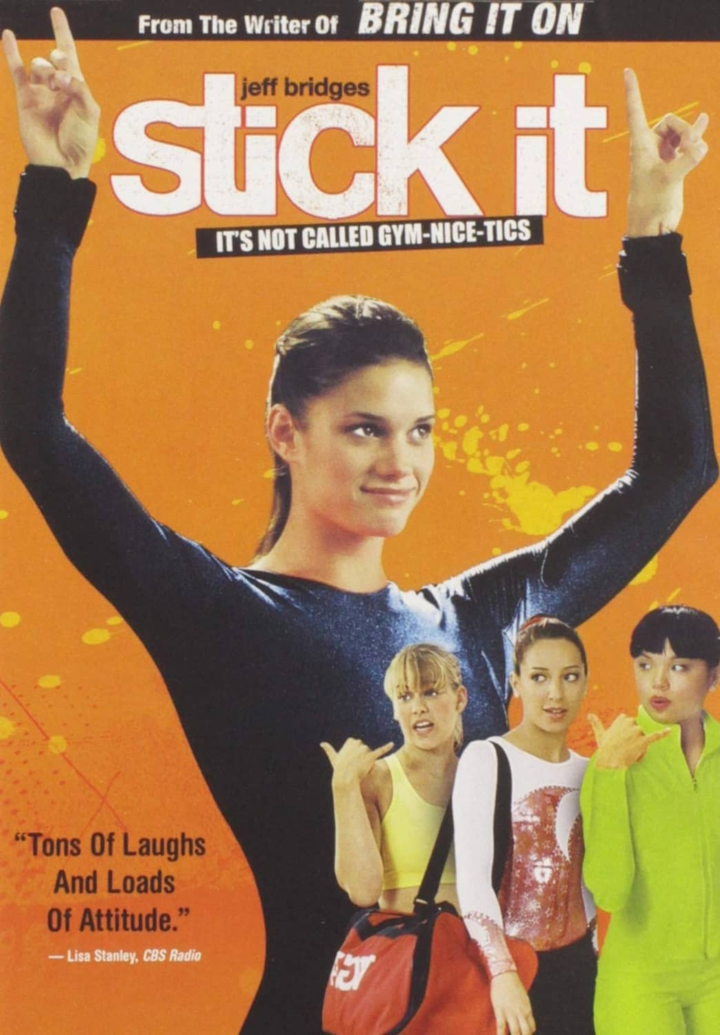Movie cover for Stick It with a woman in black raising both arms