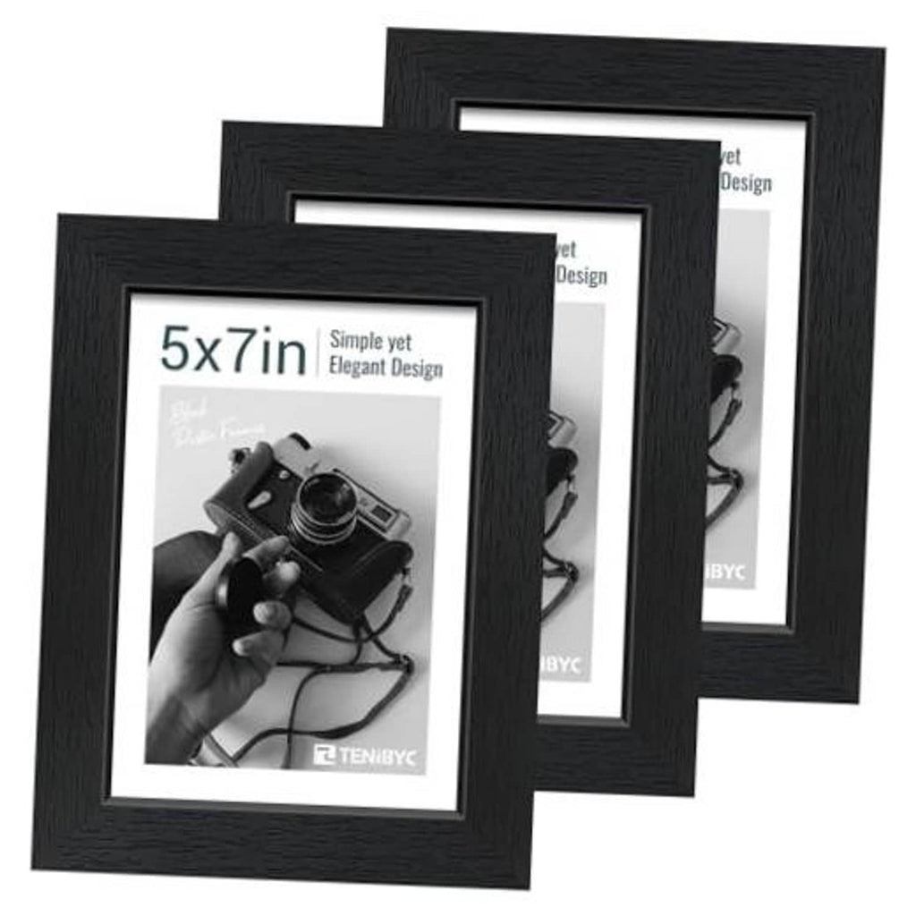 Black woodgrain 5x7 picture frame with HD tempered glass window