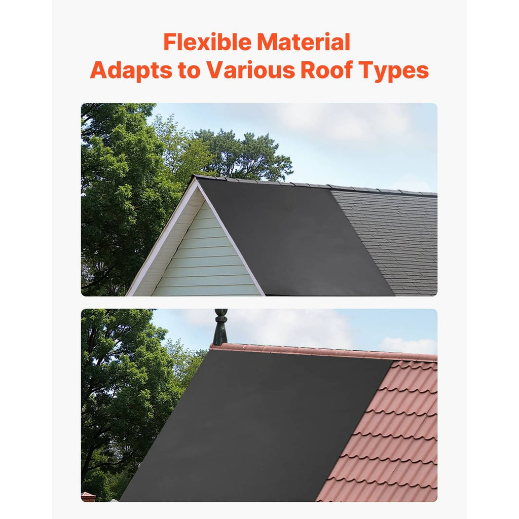 Black EPDM rubber membrane applied to pitched roof with flexible coverage