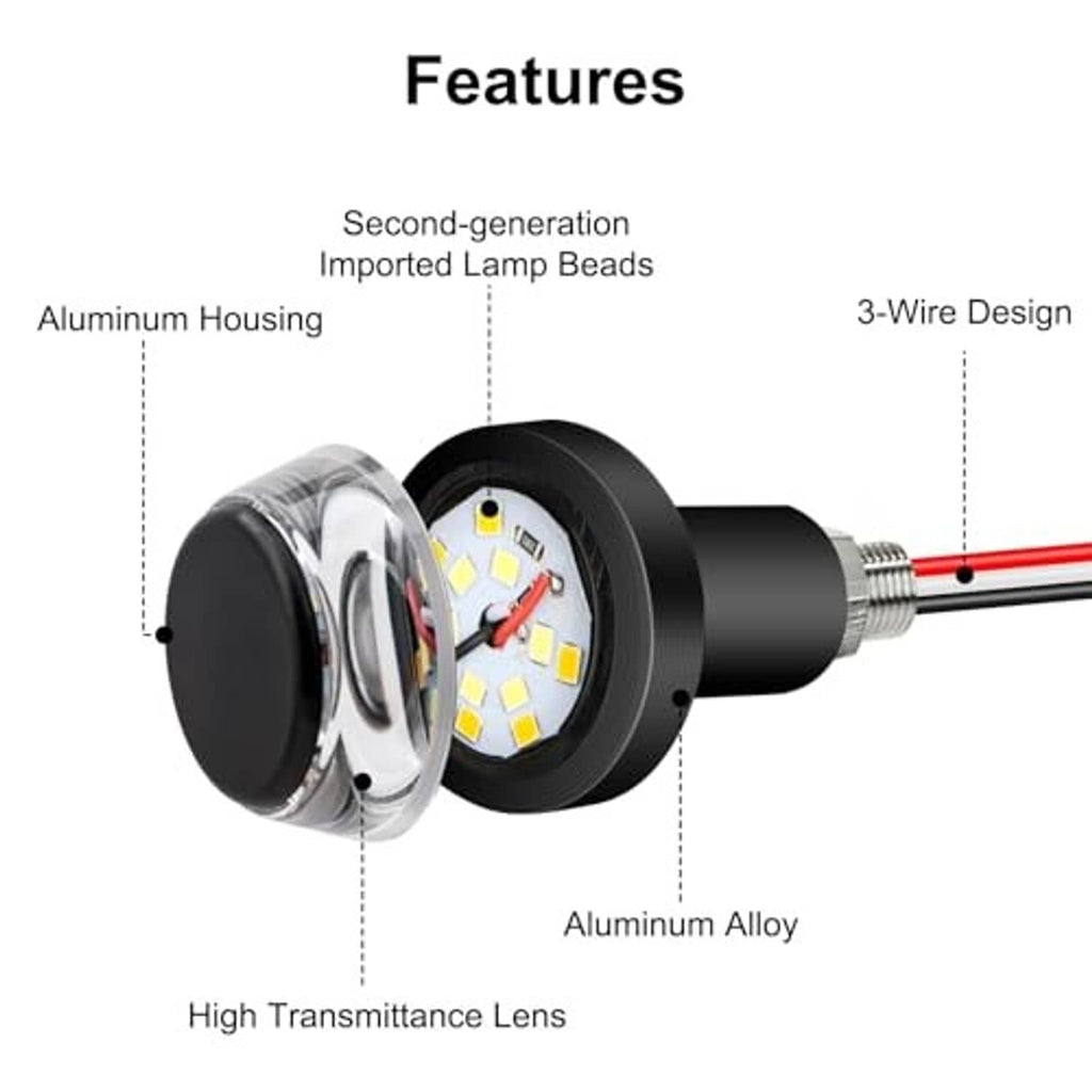 Motorcycle LED turn signal light with black housing, amber lens, and 12 LED faceplate