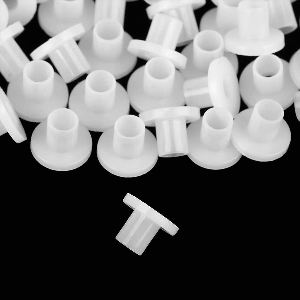 White insulated spacer bushings assortment, flanged posts and center-hole bases