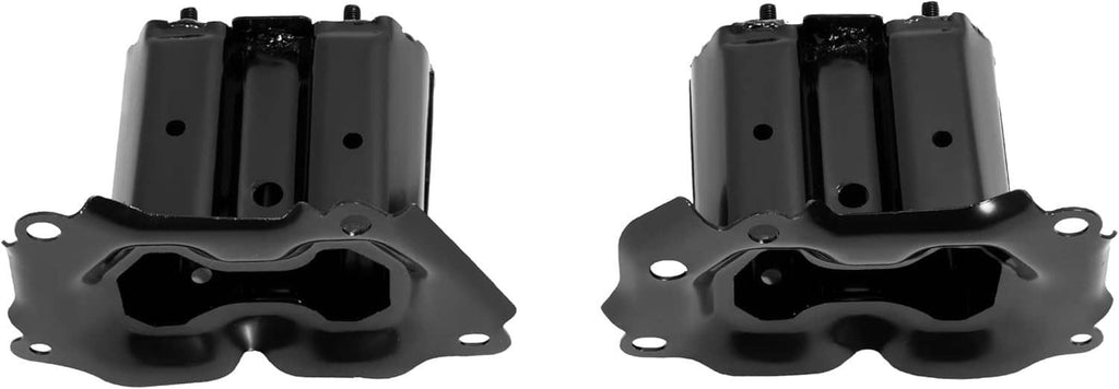 Front bumper reinforcement bracket pair with bolt posts and oval opening, black
