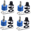 10-turn wirewound potentiometer, blue body with metal adjustment shaft and black knob