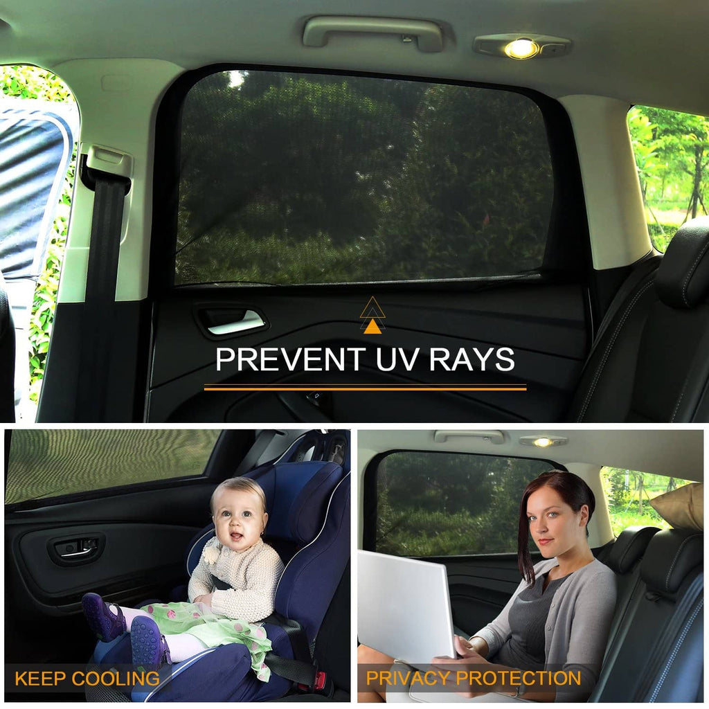 Black rear window sunshade screen, see-through mesh on SUV door window
