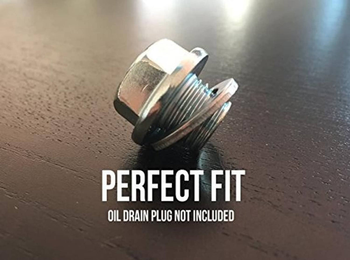 Oil drain plug gasket washer shown with a compatible drain plug bolt