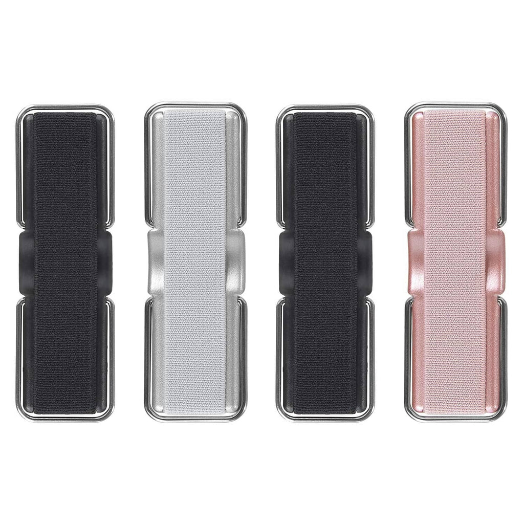 Set of 4 phone straps with elastic finger grips in black, white, and pink colors