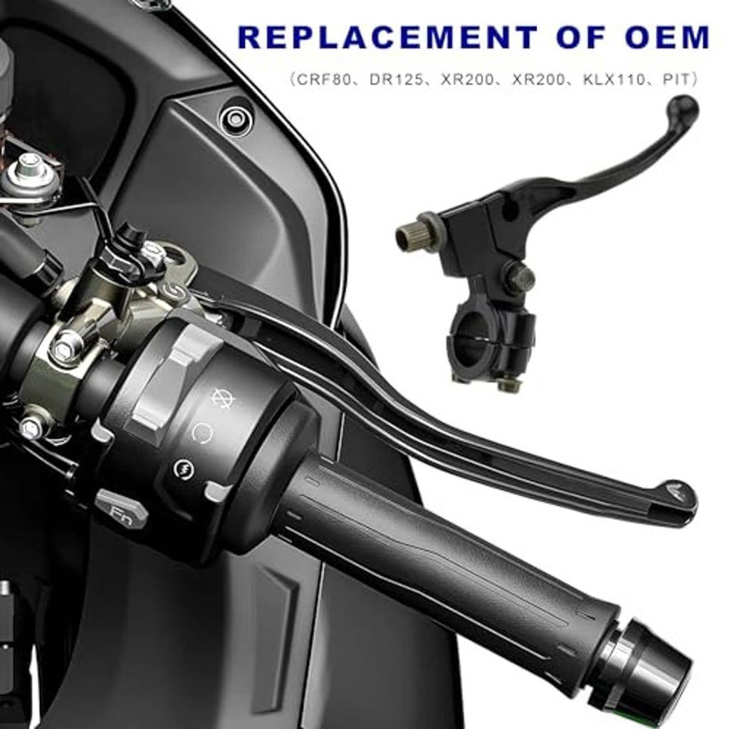 Black clutch lever installed on motorcycle handlebar with textured grip