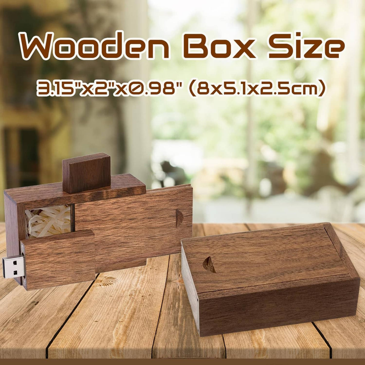 Small wooden gift box with sliding lid, compact rectangular design