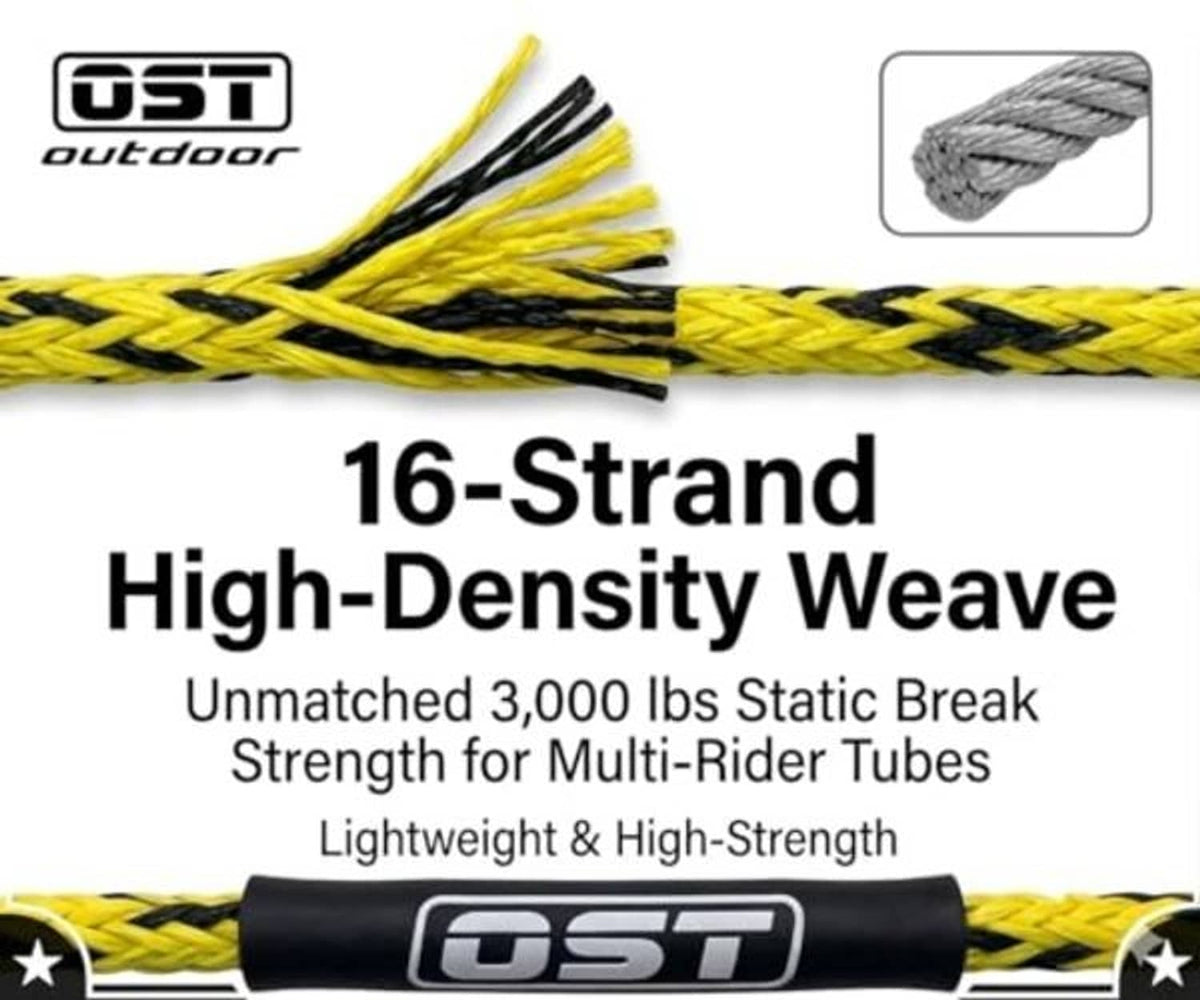Yellow 16-strand high-density weave tow rope with UST Outdoor sleeve