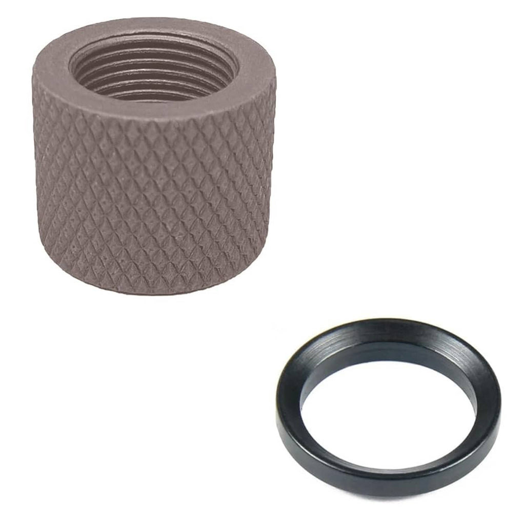 Tan aluminum thread protector with internal 1/2-28 threads